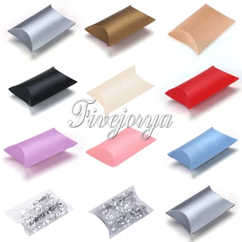 

100PCS Pillow Candy Box Paperboard 5-8 candies Capacity Wedding Decoration Sweets Gift Pouch Colorful