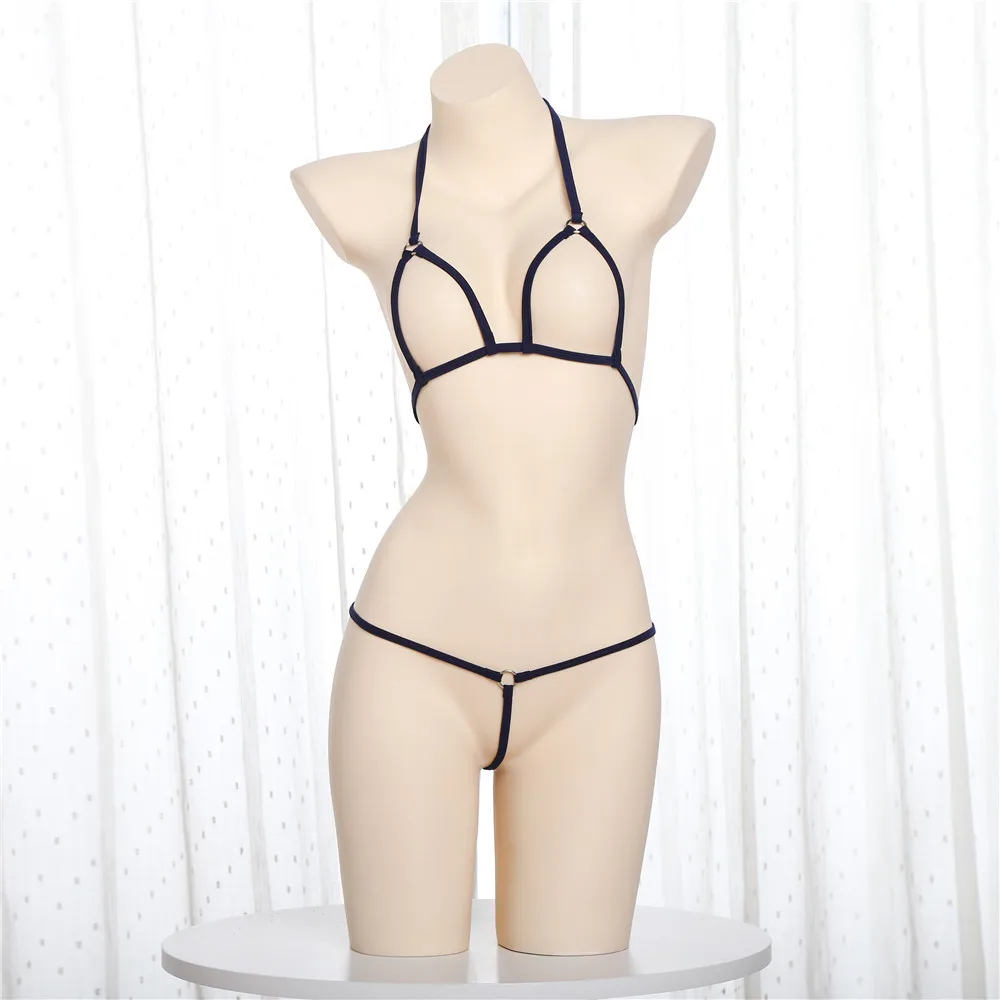 

micro bikini 2019 Sexy Sling String metal ring Lotion Hollow Thong girl Beach swimwear women swimsuit biquini bikinis monokini