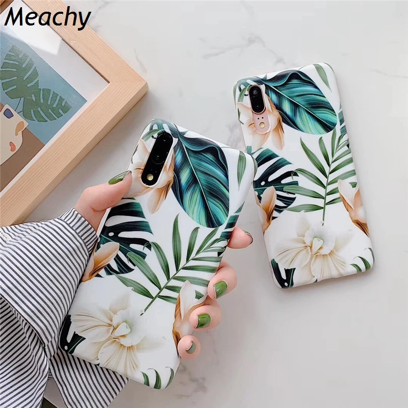 

Flower Leaf Case On For Huawei P20 Lite P30 Lite P30 P20 Pro Fashion Soft Cover For Huawei Mate 20 Pro Mate 20 Lite Phone Case
