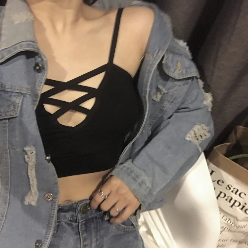 

2 Colors Mihoshop Ulzzang Korean Korea Women Fashion Clothing Sexy Bandage Black Camisole