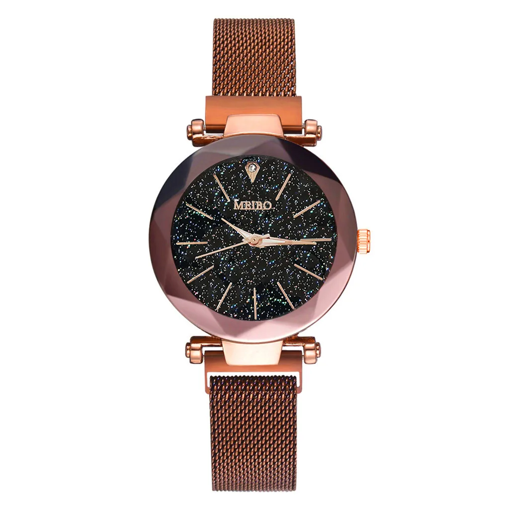 

Susenstone MEIBO Quartz Stainless Steel Band Magnet Buckle Starry Sky Analog Wrist Watch wrist watches for women Stainless Steel