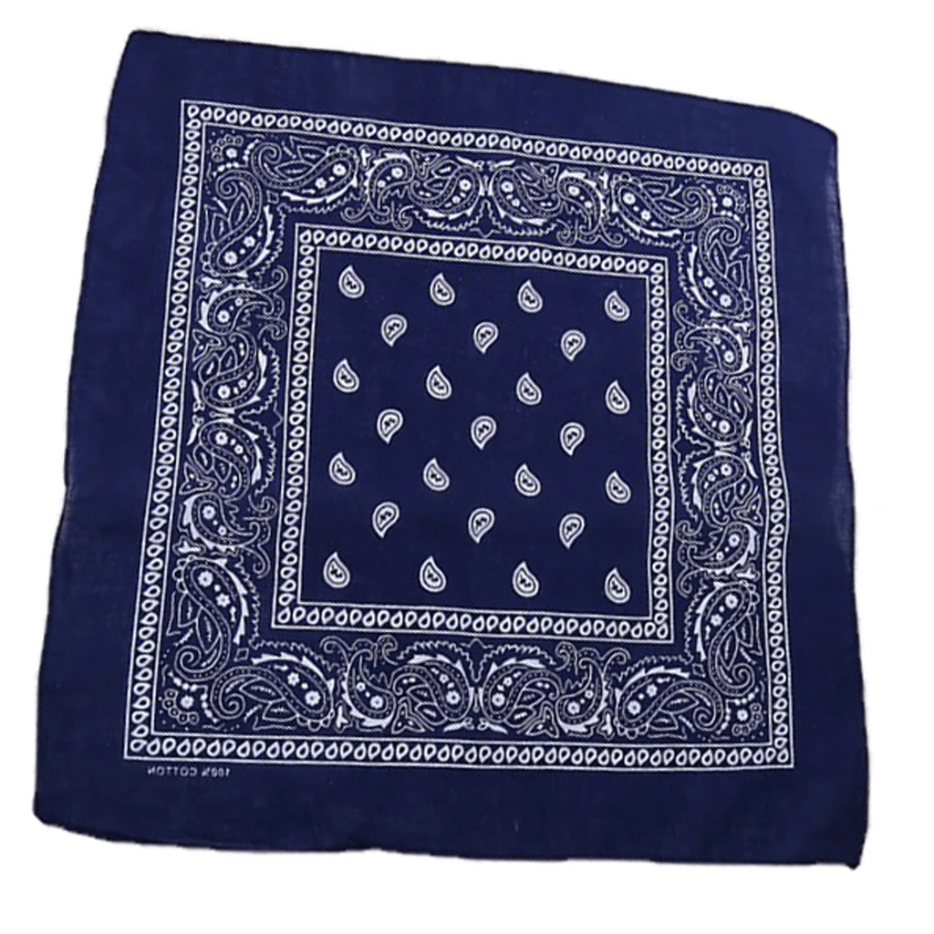 100% Cotton Fashion Bandana Multipurpose Paisley Printing Cowboy Bandanas Square Scarf Headbands Necktie for Men Women 55 x 55cm