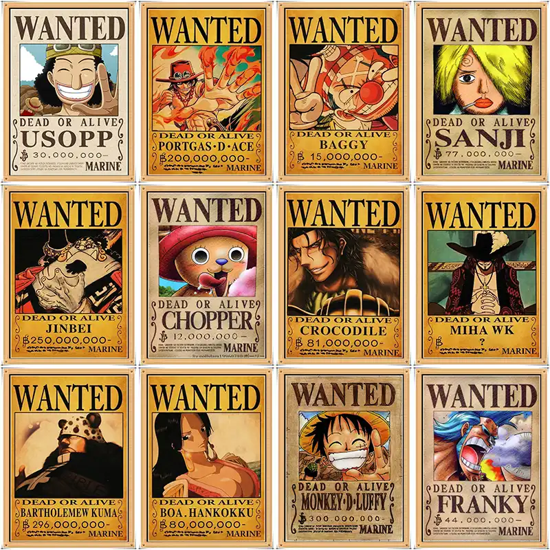 ONE PIECE WANTED Posters Luffy Zoro Sanji Nami Robin Home Decoration ...