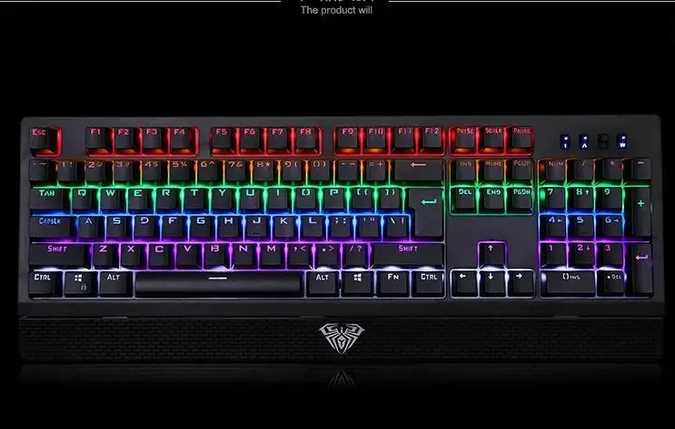 

Aula 104 Rinbow Backlit Gaming Mechanical  Keyboard  N key Rollover Outemu MX Blue Switches removable Wrist