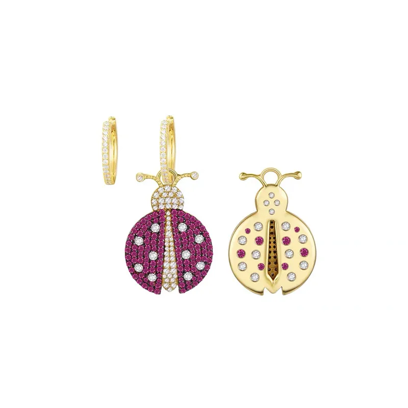

JEM original 100% 925 sterling silver 1:1 APM earrings fashion jewelry animal series high quality seven star ladybird earrings