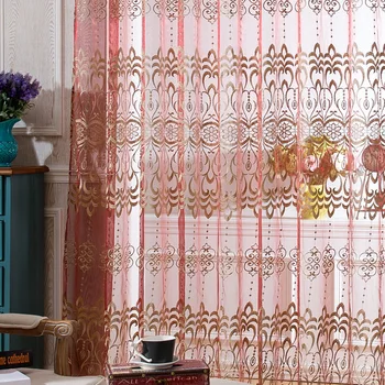 

Luxury Red Embroidered Curtains Tulle Window Curtains For Living Room Bedroom Cortinas Jacquard Voile Translucidus 2*2.6m 1Pcs