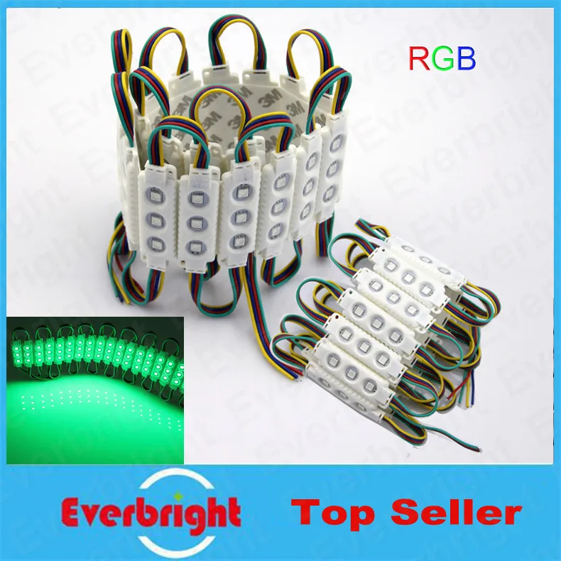 

100 pcs/lot LED 5050 3 LED Module 12V waterproof RGB Color changeable led modules lighting injection white PCB