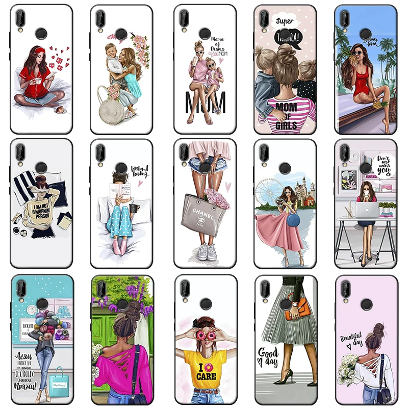 Vogue Princess Girl Female boss coffee Soft Silicone Phone Case for huawei mate 30 pro p20 p30 20 lite |