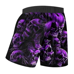 Обшитые мужские шорты быстросохнущая классный полиэстеровый принт фиолетовый нарушается шорты с черепом Повседневное Для мужчин s хип-хоп