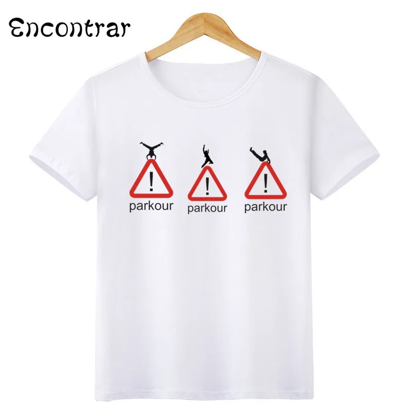 Детская футболка с паркуром, повседневные топы с короткими рукавами для мальчиков и девочек, детская забавная белая футболка, ooo6056 - Цвет: oHKP6056M
