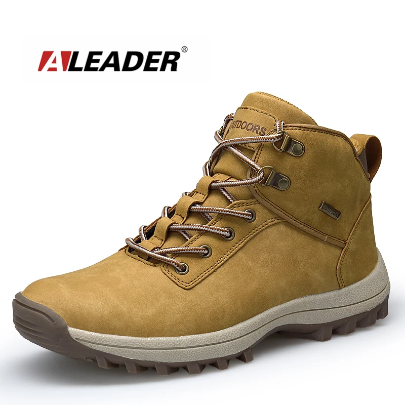 

ALEADER Winter Big Size Men Shoes 2017 Waterproof Outdoor Work Boots Casual Men Lace Up Ankle Boots Durable Non Slip Male Spatos