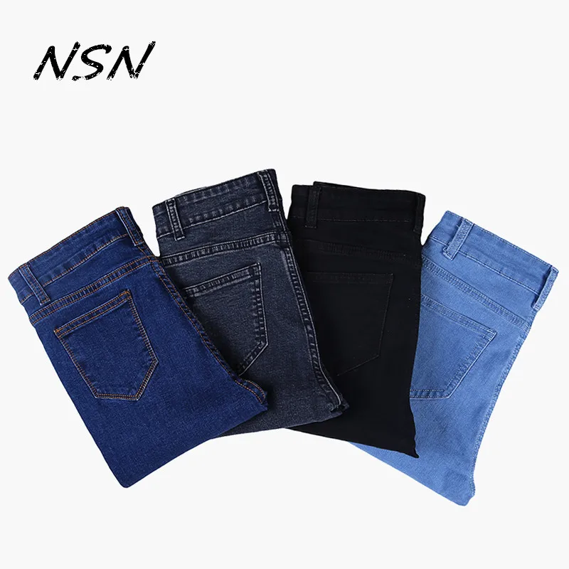 

Plus Size Jeans Women Solid 4 Color Elasticity Jeans Female Casual Trousers Pencil Pants Jeans Woman High Waist Jeans