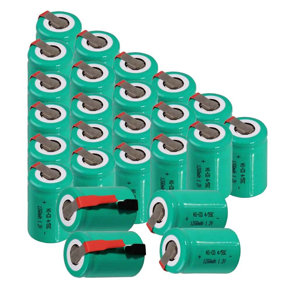25 pcs 4/5SC 1200mah 1.2v battery NICD rechargeable batteries for