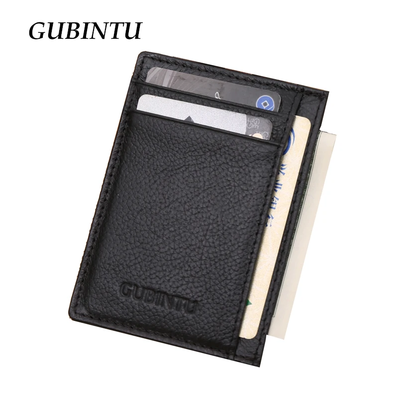 Gubintu Genuine Leather Men Slim Front Pocket Card Case Credit Super Thin Fashion Card Holder trave wallet tarjetero hombre