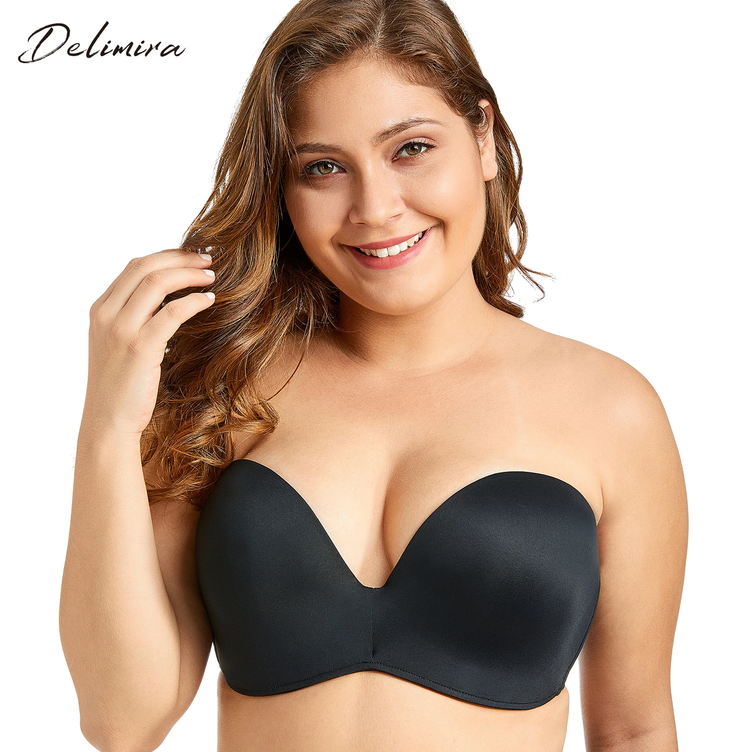  Delimira Women's Slightly Lined Custom Lift Seamless Strapless Bra