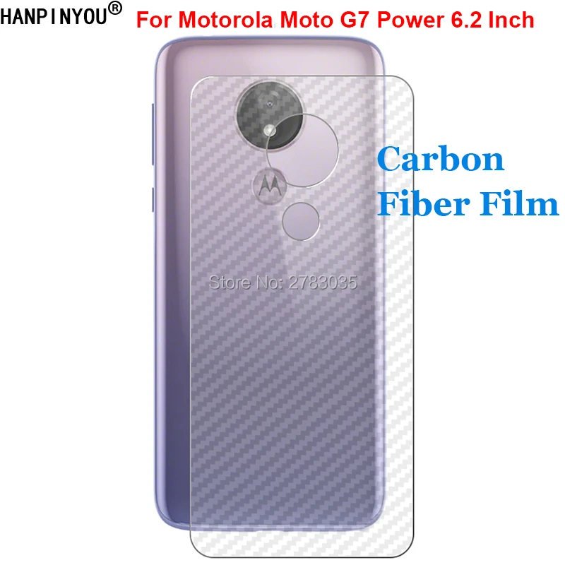 For Motorola Moto G7 Power 6.2&quot 3D Anti-fingerprint Carbon Fiber Back Film Rear Sticker Screen Protector (Not Tempered Glass) |