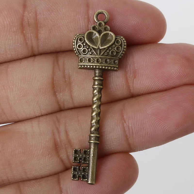 

New Arrival 20Pcs 50x16mm Antique Bronze Metal Pendant Key Charms Jewelry Findings Accessories For DIY