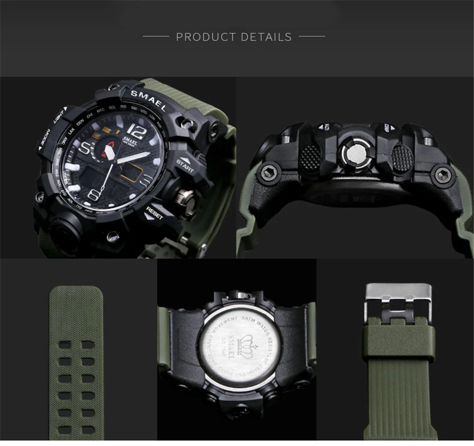 SMAEL мужские часы стиль бренд для мужчин светодиодный цифровой кварцевые часы водонепроницаемые все черные военные спортивные мужские часы Relogio Masculino