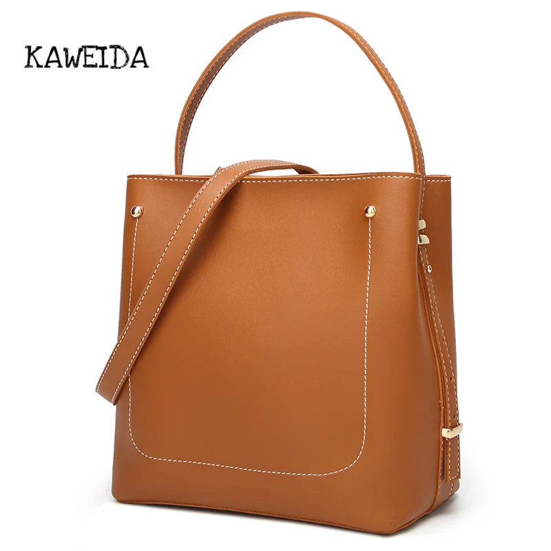 

PU Leather Bucket Handbag for Women Designer Female Tote Crossbody Messenger Shoulder Bag Brown Green Black 2018 Famous brand