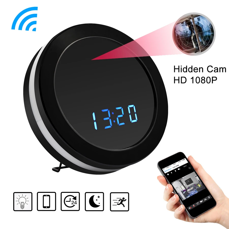 

HD 1080P WiFi Round Clock Mini Camera Night Vision Motion Sensor Video Audio Recorder DVR Wireless Surveillance Cam Colorful