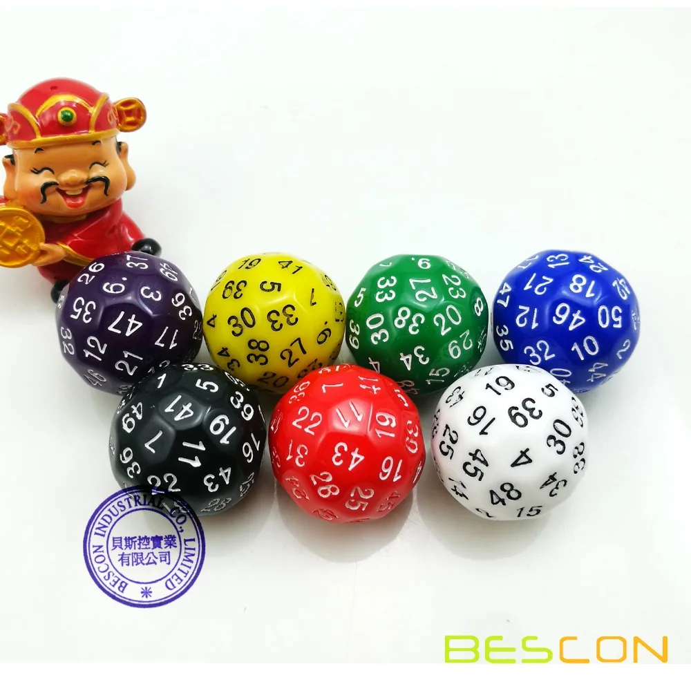 Bescon многогранные кубики в переменного тока, 50-двусторонний игровой кости, D50 под давлением, D50 кости, 50 сторон кости, 50 Двусторонняя Куб Желтый Цвет