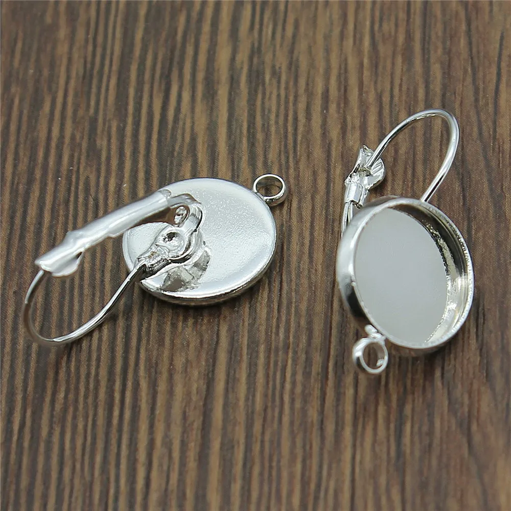 

3 Colors Fit 12mm Glass Cabochon Copper Material French Lever Back Earrings Settings Base Connector For Earring Making 10pcs/lot