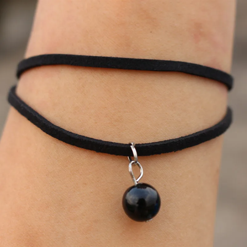

SL171 Simulated Pearls Bracelets & Bangles Gothic Black Velvet Suede Leather Pulseiras Multilayer Bracelet Jewelry one direction