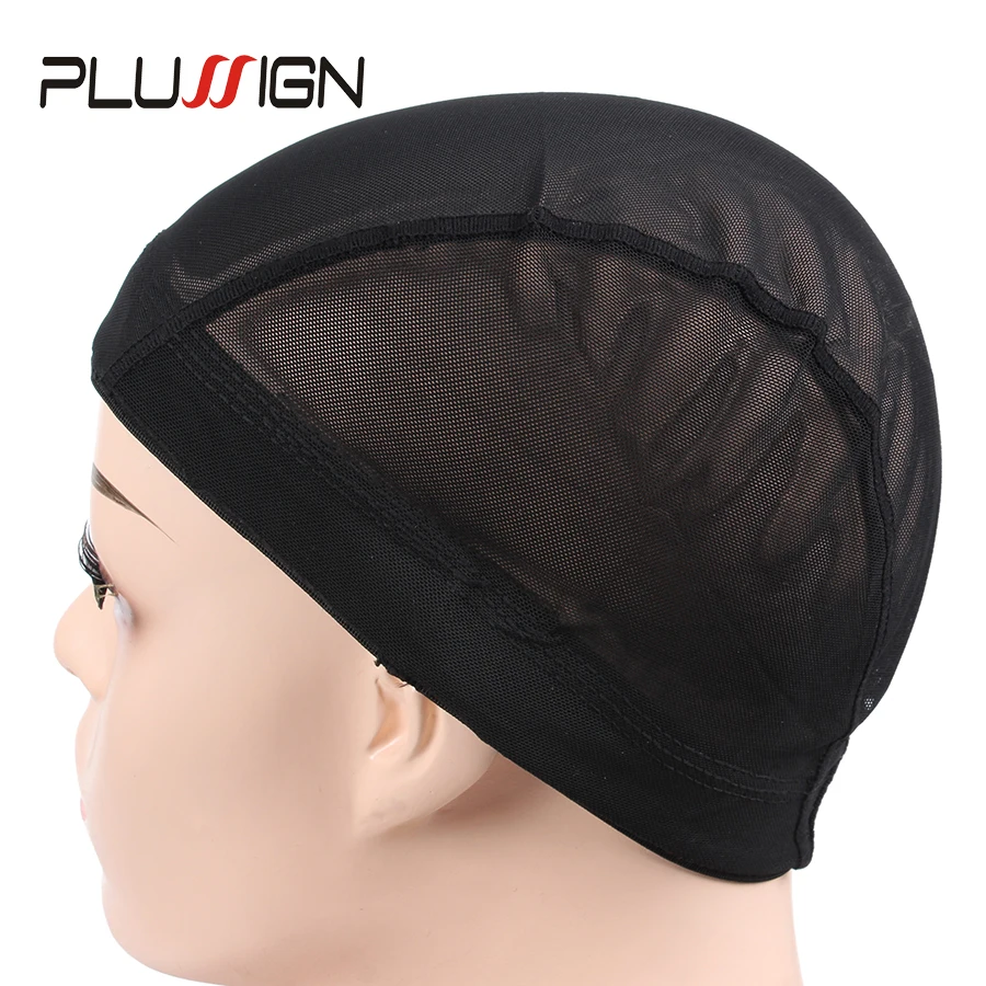 

Plussign Black Mesh Dome Cap For Wig Making Wholesale 1PC Glueless Elastic Spandex Hair Weave Net Cap Unisex Black Color