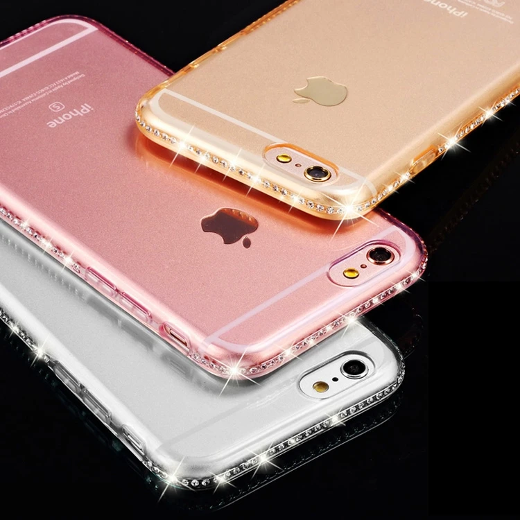 Clear Case for iphone 6S 6 Plus 5 5S Crystal Rhinestone Soft TPU Transparent Luxury Silicon for iphone 7 plus Cover Accessorie