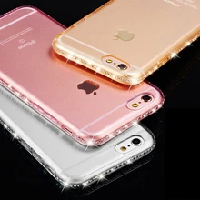 Ясно Чехол для iphone 6 S 6 Плюс 5 5S Кристалл Горного Хрусталя мягкие TPU Прозрачный Роскошные Кремния для iphone 7 plus Обложка Аксессуары