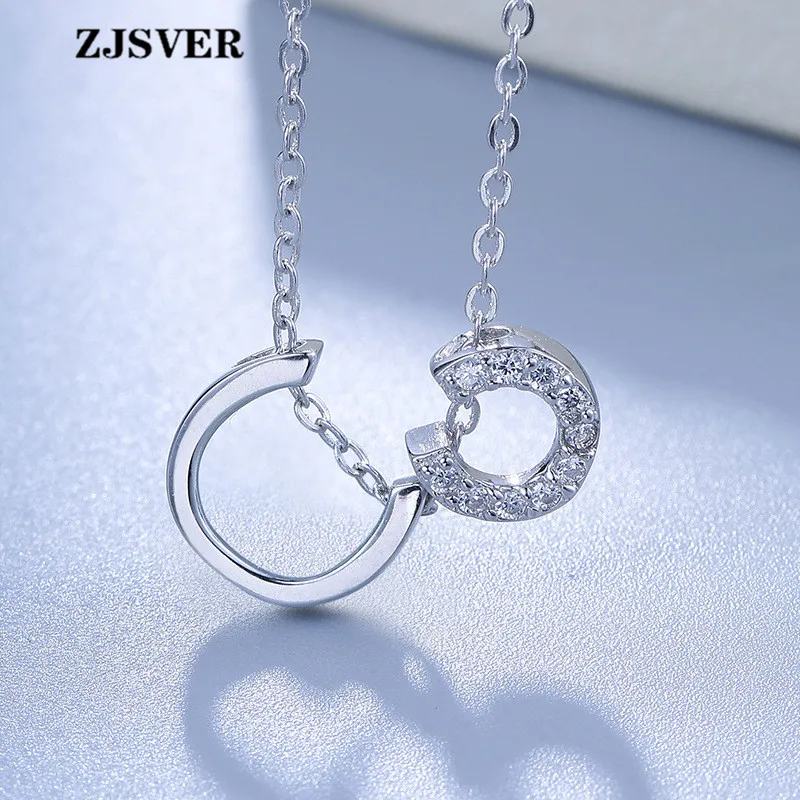 

ZJSVER Fine Jewelry 925 Sterling Silver Necklace Double Hoof Print Pendant Retro Silver Chokers Chain Women Necklace For Gift