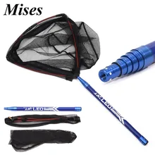 Mises Mini Ultra-Short Carbonio Portatile Landing Net 210 centimetri In Metallo Breve Tratto Retrattile Rete Da Pesca Portatile di Pesca Attrezzi Da Pesca
