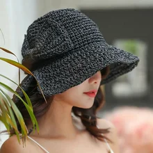 Летние Для женщин солнечные шапки складные бантом Sunshape пляжные кепки Соломенная шляпка для девочек шляпа от солнца