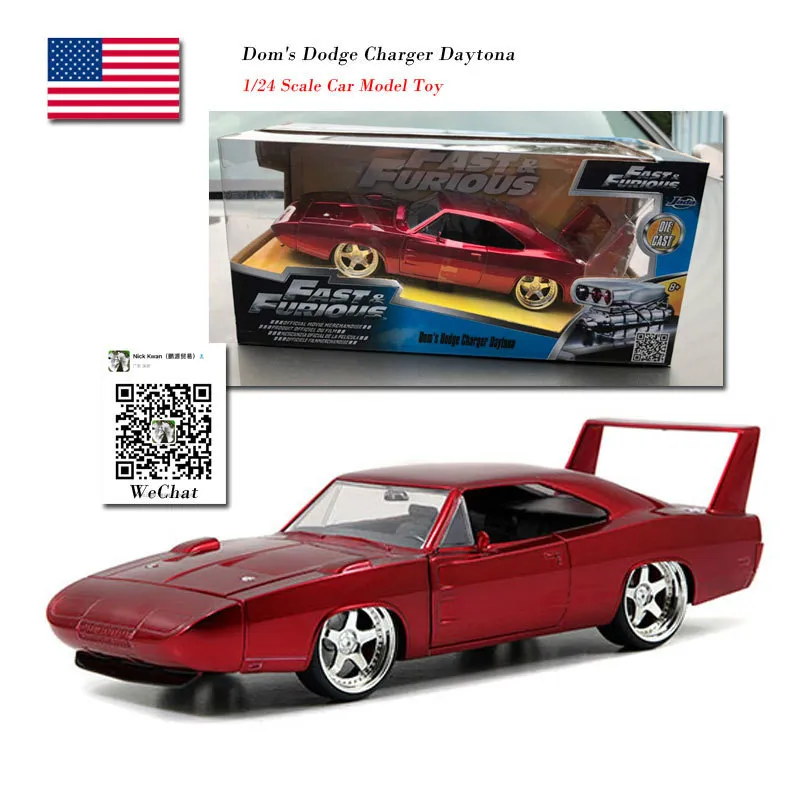

JADA 1/24 Scale MOVIE Fast and Furious Dom's Dodge Charger Daytona Superbird Diecast Metal Car Model Toy For Collection