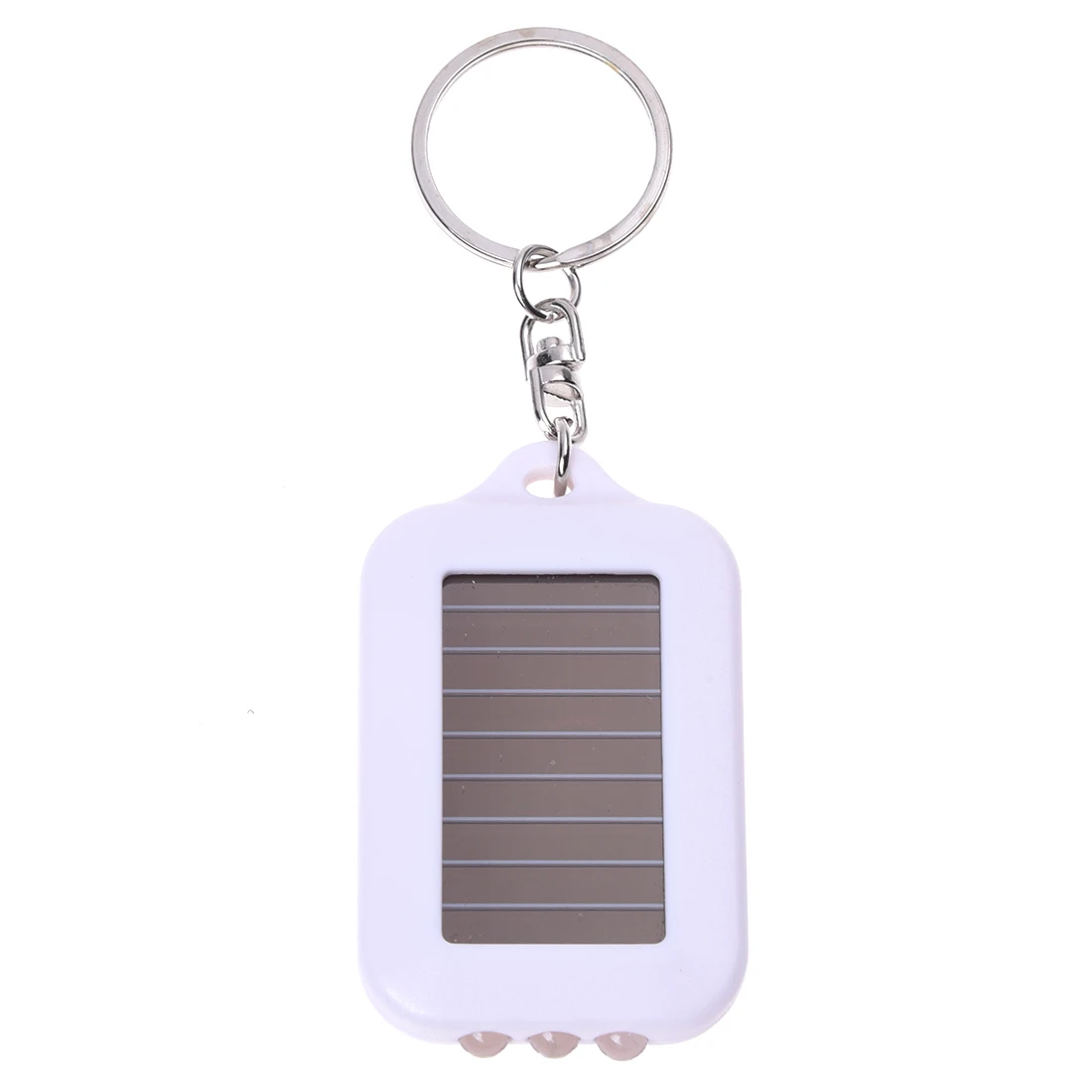 

10X Mini Solar Power Rechargeable 3LED Flashlight Keychain Light Torch Ring New - white