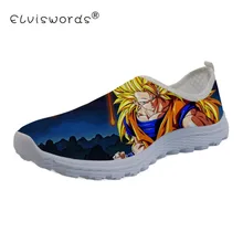 ELVISWORDS женская повседневная обувь Dragon Ball Z Гоку узор для женщин удобные дышащие прогулочные сетчатые Лоферы Chaussure Femme