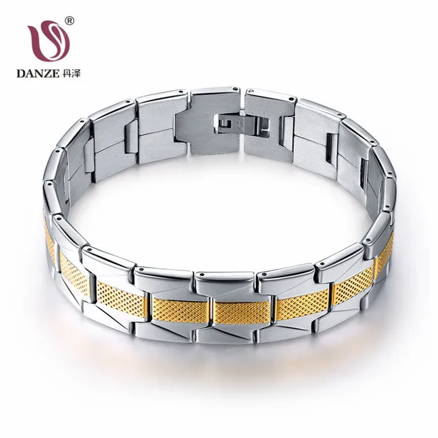 Danze Stainless Steel Bracelet Men Gold Silver Color Wristband Danze Stainless Steel Bracelet Men Gold Silver Color Wristband Bracelets Bangles Christmas Gift For A