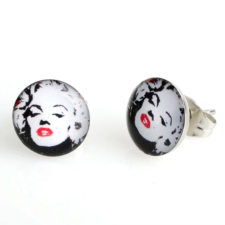 

20 pairs 10mm Marilyn Monroe Stainless Steel Stud Earrings, stud Earring for women #30324 boucle d'oreille pusety oorbellen