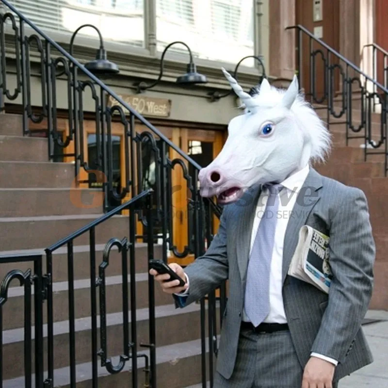 

Vogue Halloween Unicorn Horse Head Cosplay Costume Party Latex Prop Animal Masks
