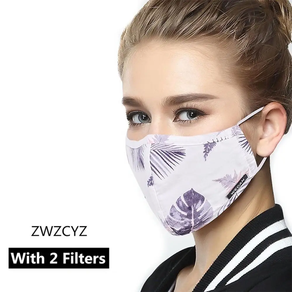 Zwzcyz респиратор против загрязнений маска 5 Слои фильтра с активированным углем вставьте один PM2.5 хлопок рот маски с 2 фильтрами - Цвет: Women-Deciduous