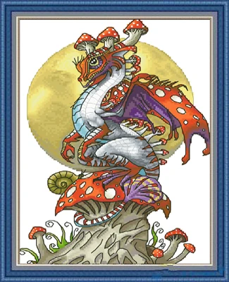 Needlework DIY Cross Stitch Sets For Embroidery kits 14CT&amp16CT&amp18CT Mushroom dragon | Дом и сад