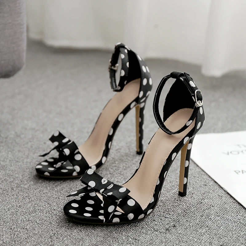 

2019 Summer Roman Sandals Comfort Shoes For Women Polka-Dot High Heels Large Size Suit Female Beige Ladies Gladiator Sandals