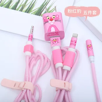 

Cartoon USB Cable Earphone Protector Set with Cable Winder Cartoon sticker USB Charger Cable Cord Protector For iphone 6 7 7P 8