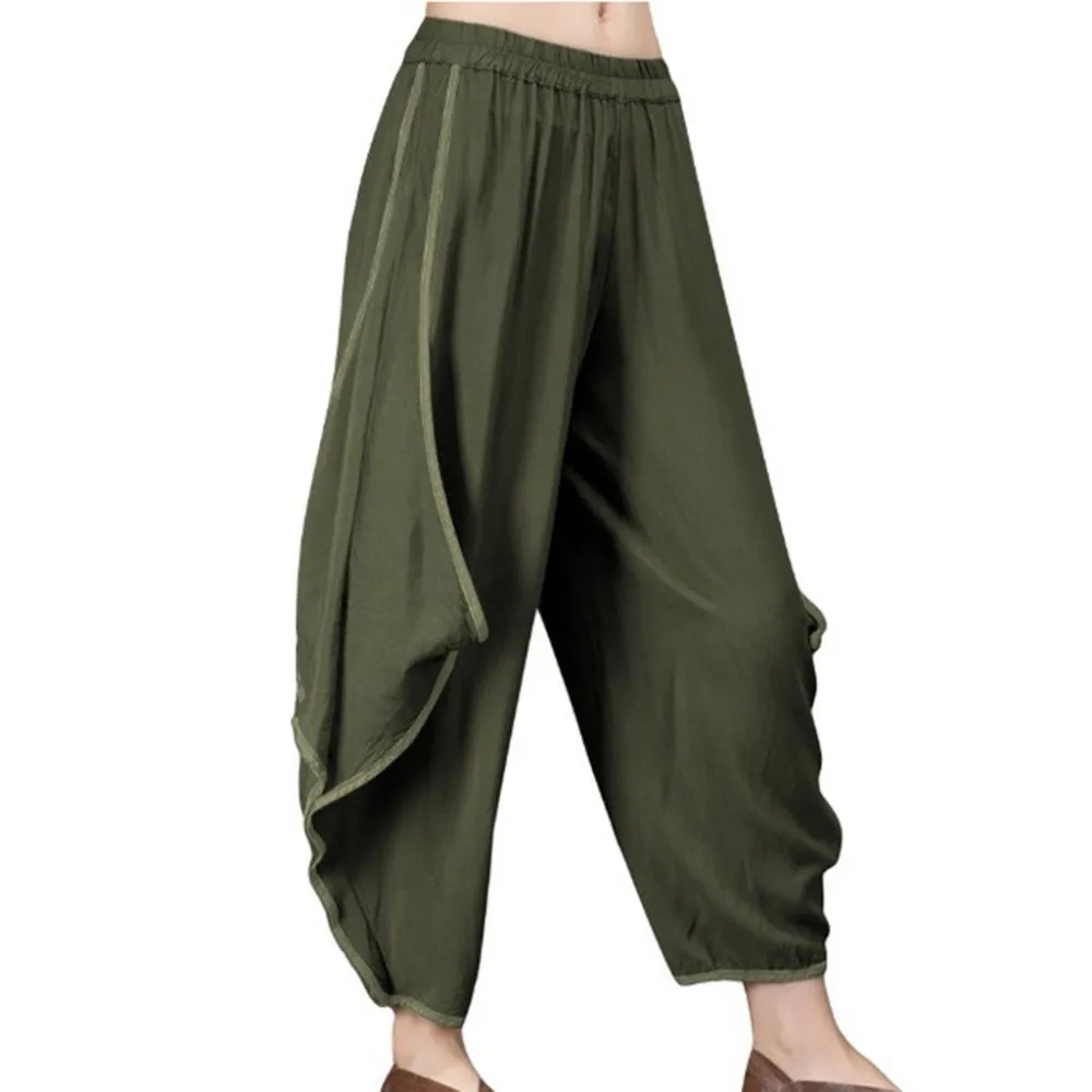 Elastic Waist Solid Women Pants Pleated Cotton Linen Trousers Women Plus Size Loose Harem Pants Elastic Waist Solid Women Pants Pleated Cotton Linen Trousers Women Plus Size Loose Harem Pants