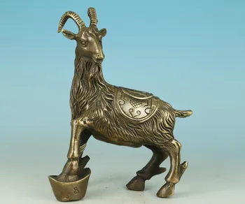 

Asian Chinese Old Brass Handmade Carved Sheep Foot Sycee Collect Statue