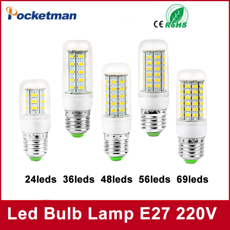 

LED Light Bulb E27 E14 220V SMD5730 24LEDs 36LEDs 48LEDs 56LEDs 69LEDs Christmas Chandelier LED Lamp