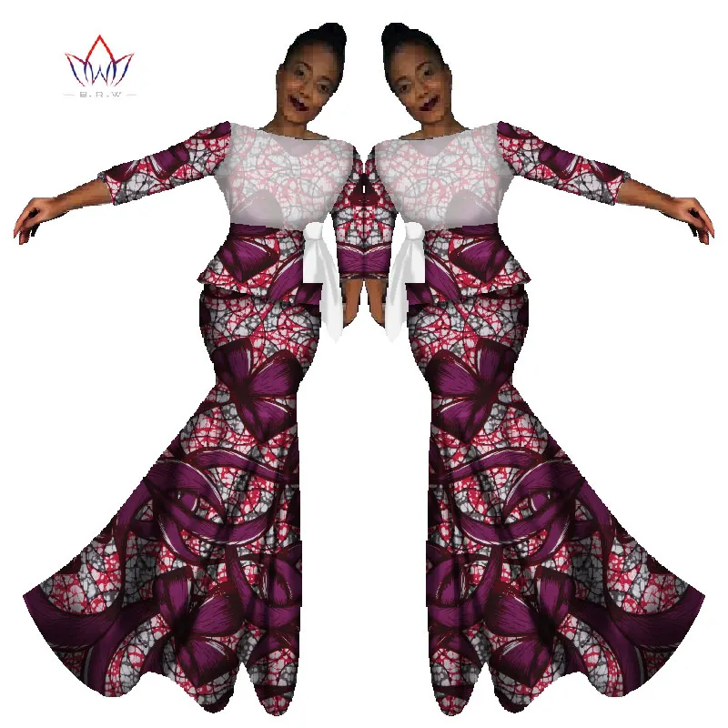 2017 Spring  skirt set african designed clothing traditional bazin print Bazin Riche plus size skirt set  cotton dress 7xl WY566