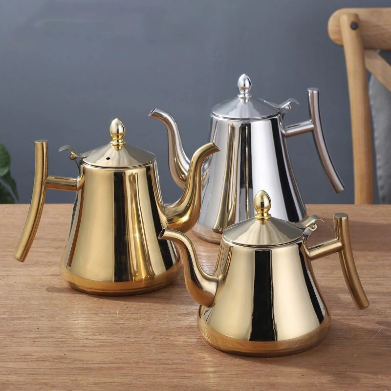 Чайник, модный чайник золотистого и серебристого цвета с фильтром, отельный чайник, 304 нержавеющая сталь, чайник для воды