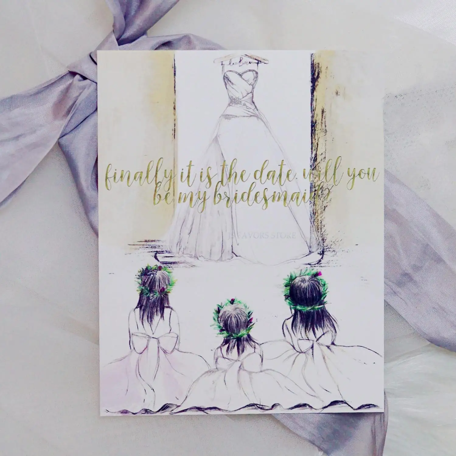  Free shipping 4set Hen Night Bachelorette party will you be my bridesmaid wedding engagement invita - 33027486309