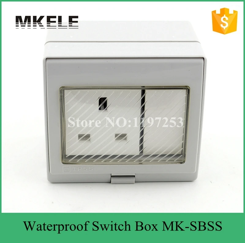 

MK-SBSS high qulaity weather resistant Switch socket 13A 250V box,waterproof electrical push button switch pvc gang box